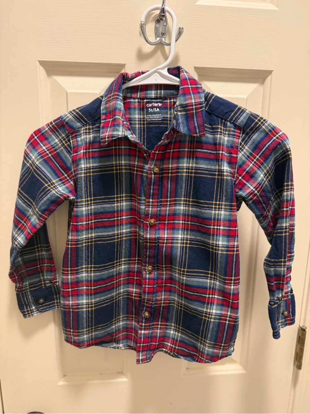 Carter's Red, Navy & Yellow Plaid Button-Front Kids Shirt